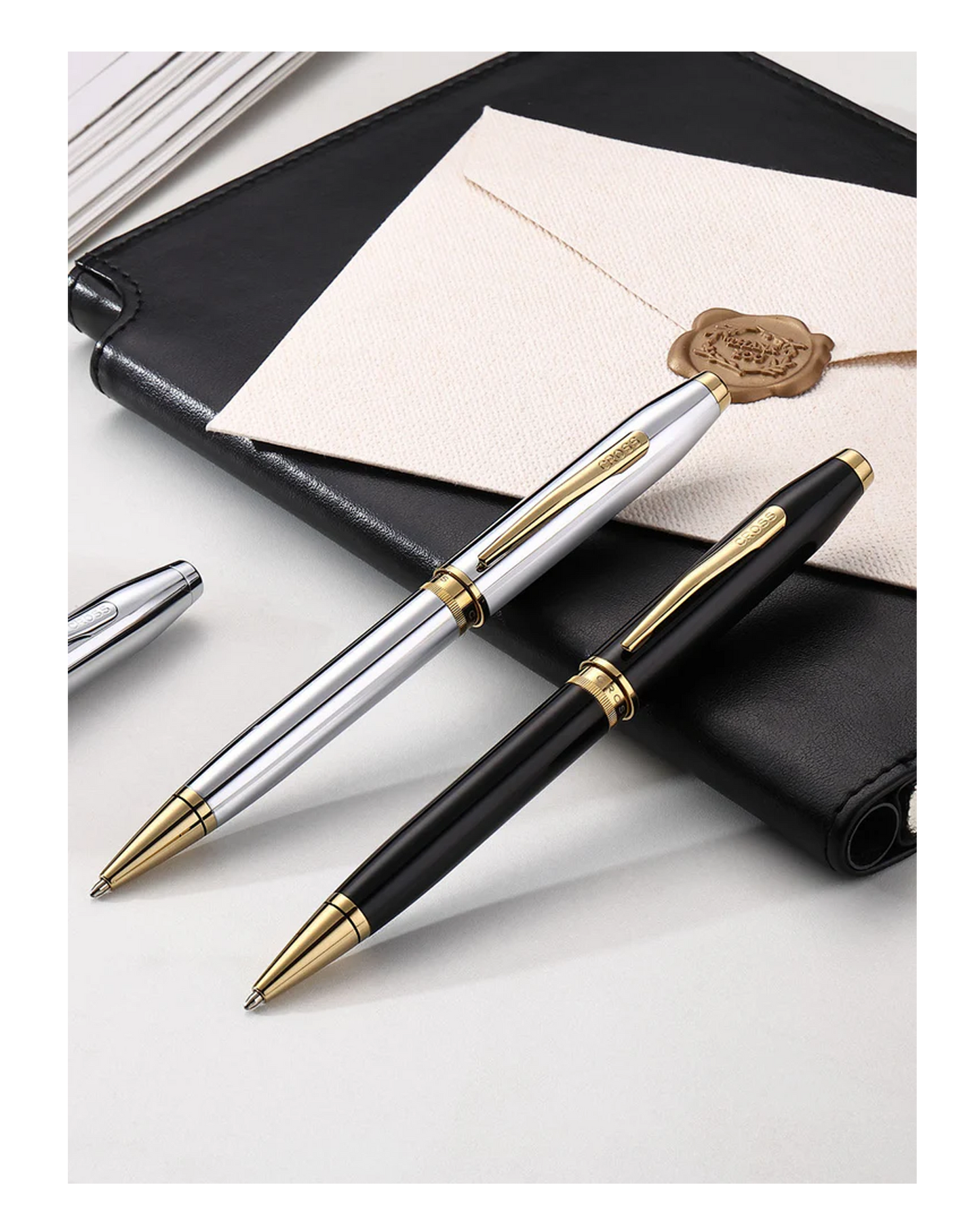 Foundry Polished Chrome with PVD Gold Appointments Ballpoint Pen