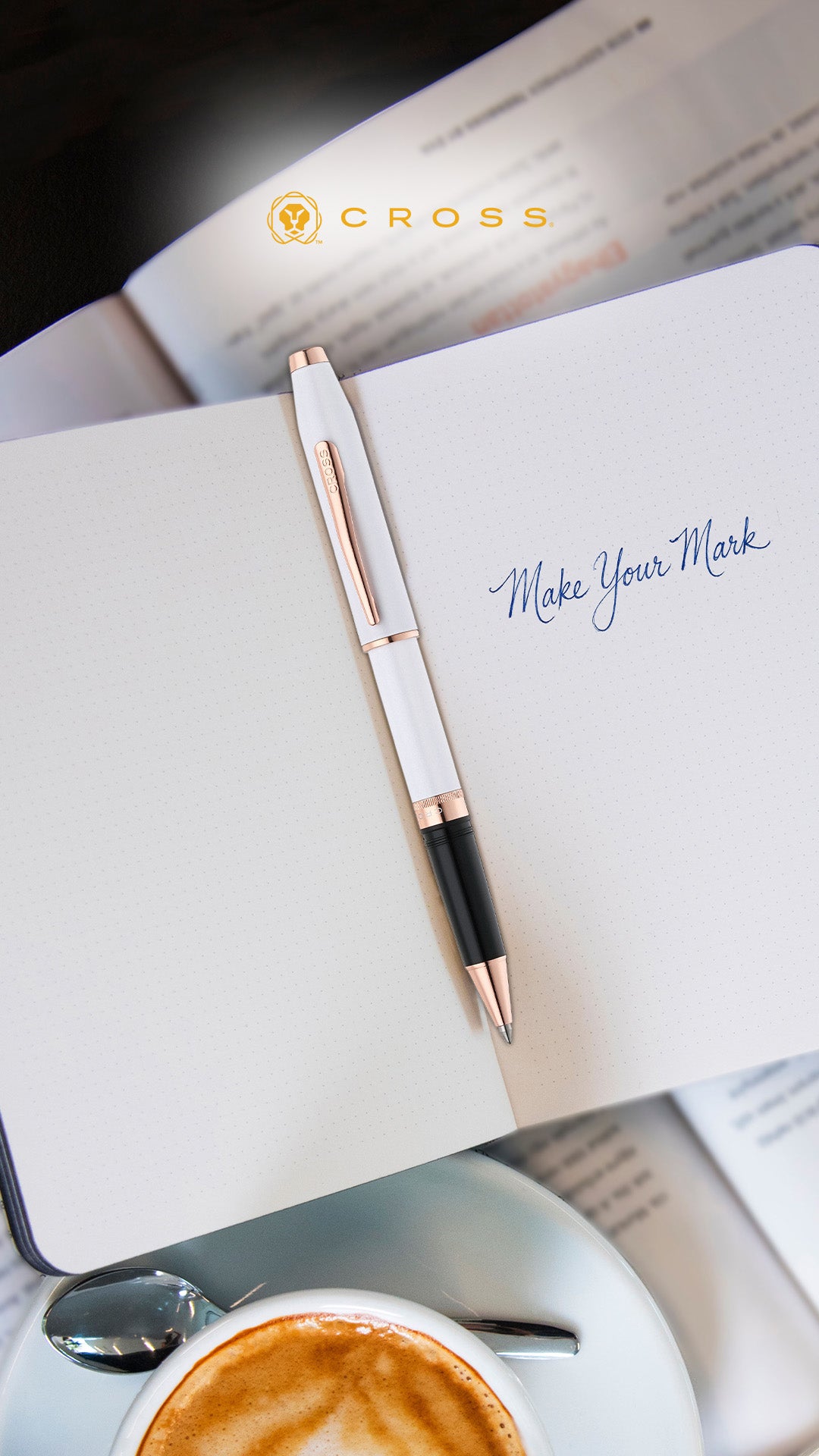 Foundry Pearl White Lacquer with Rose Gold Appointments Rollerball Pen