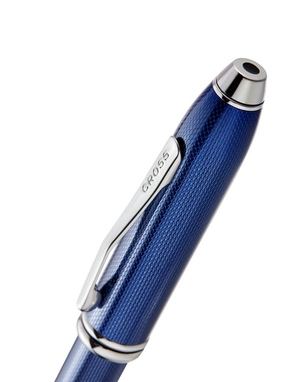 Townsend® Polished Translucent Cobalt Blue Engraved Diamond Pattern with Polished Chrome Appointments Ballpoint Pen