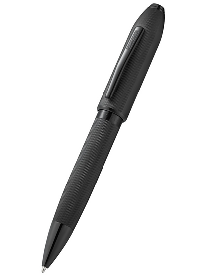 Peerless™ Polished Black PVD Engraved Diamond Pattern with Black PVD Appointments and Swarovski Crystal Ballpoint Pen