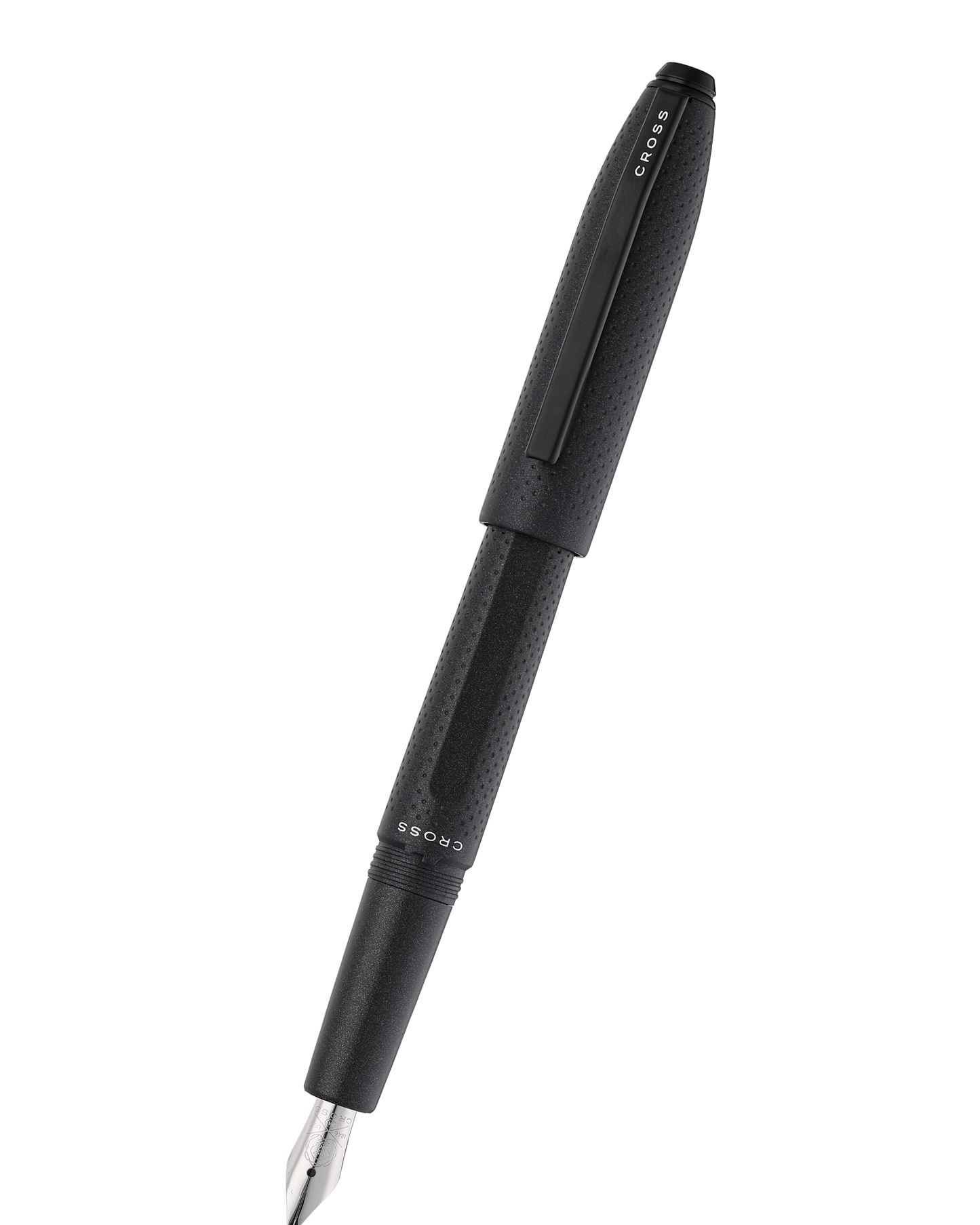 Prism Obsidian Black Resin with Polished Chrome Stainless Steel Fine Nib Fountain Pen