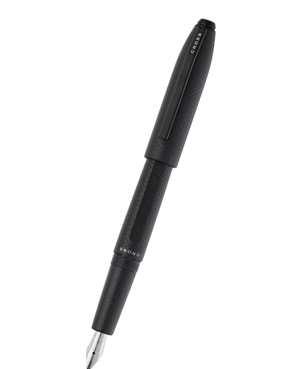 Prism Obsidian Black Resin with Polished Chrome Stainless Steel Fine Nib Fountain Pen