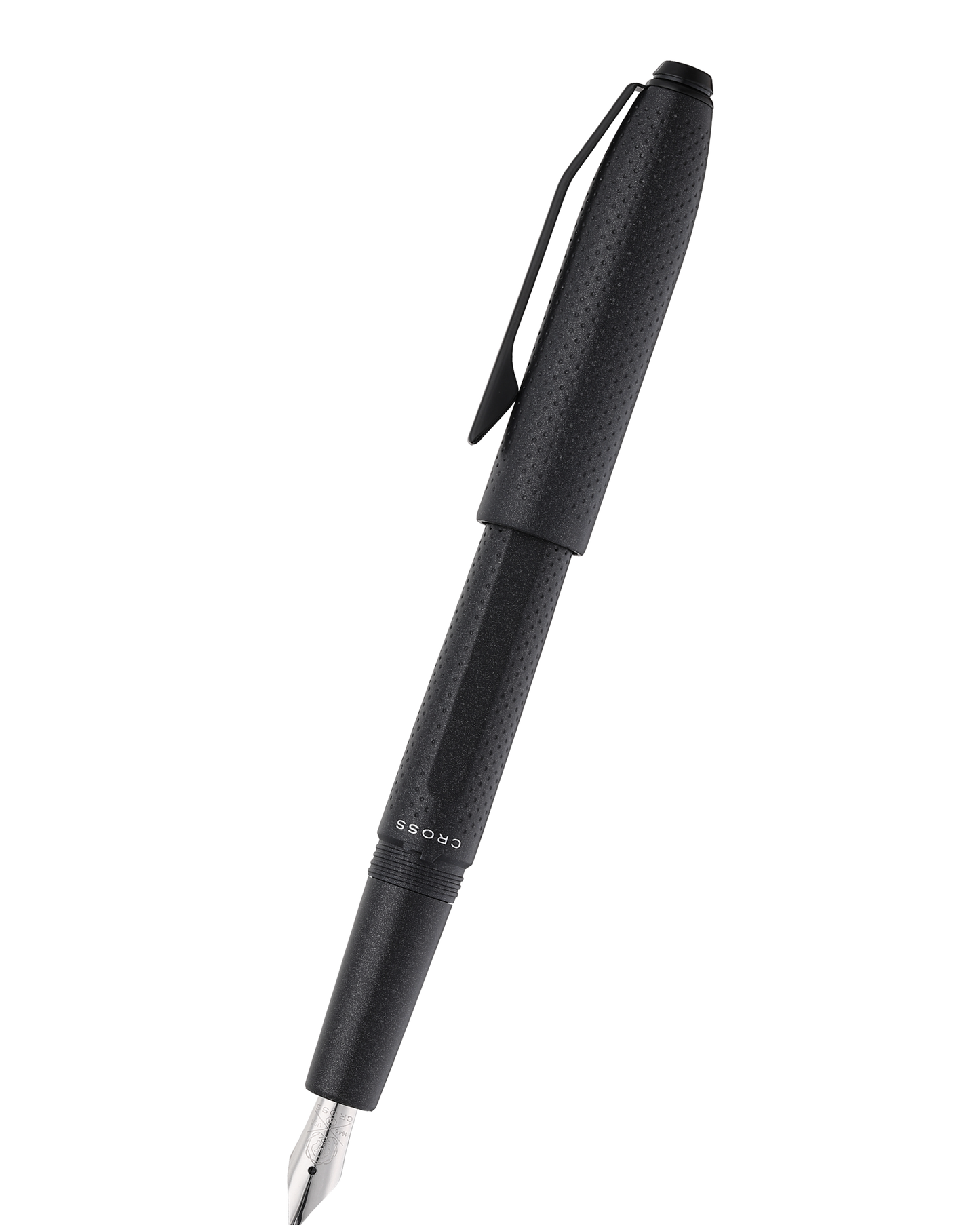 Prism Obsidian Black Resin with Polished Chrome Stainless Steel Fine Nib Fountain Pen