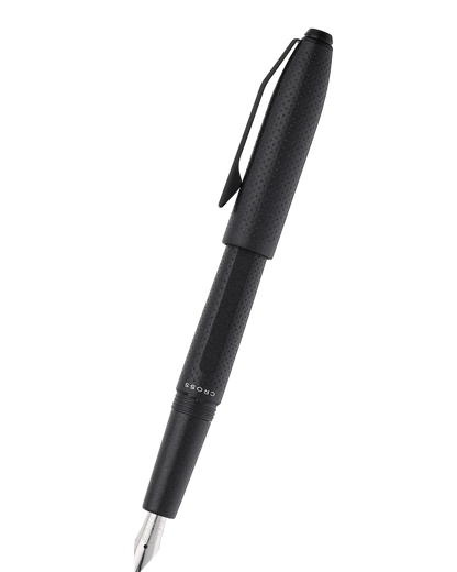 Prism Obsidian Black Resin with Polished Chrome Stainless Steel Fine Nib Fountain Pen