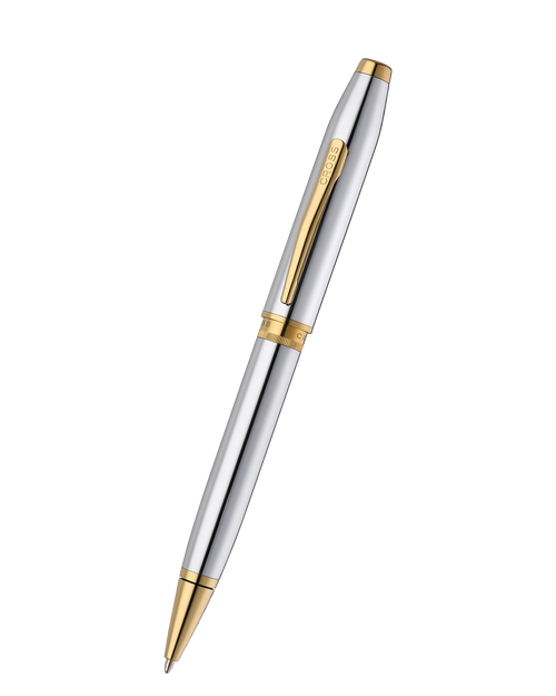 Foundry Polished Chrome with PVD Gold Appointments Ballpoint Pen