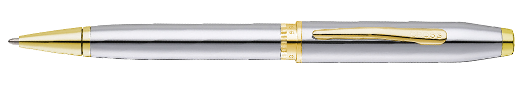 Foundry Polished Chrome with PVD Gold Appointments Ballpoint Pen