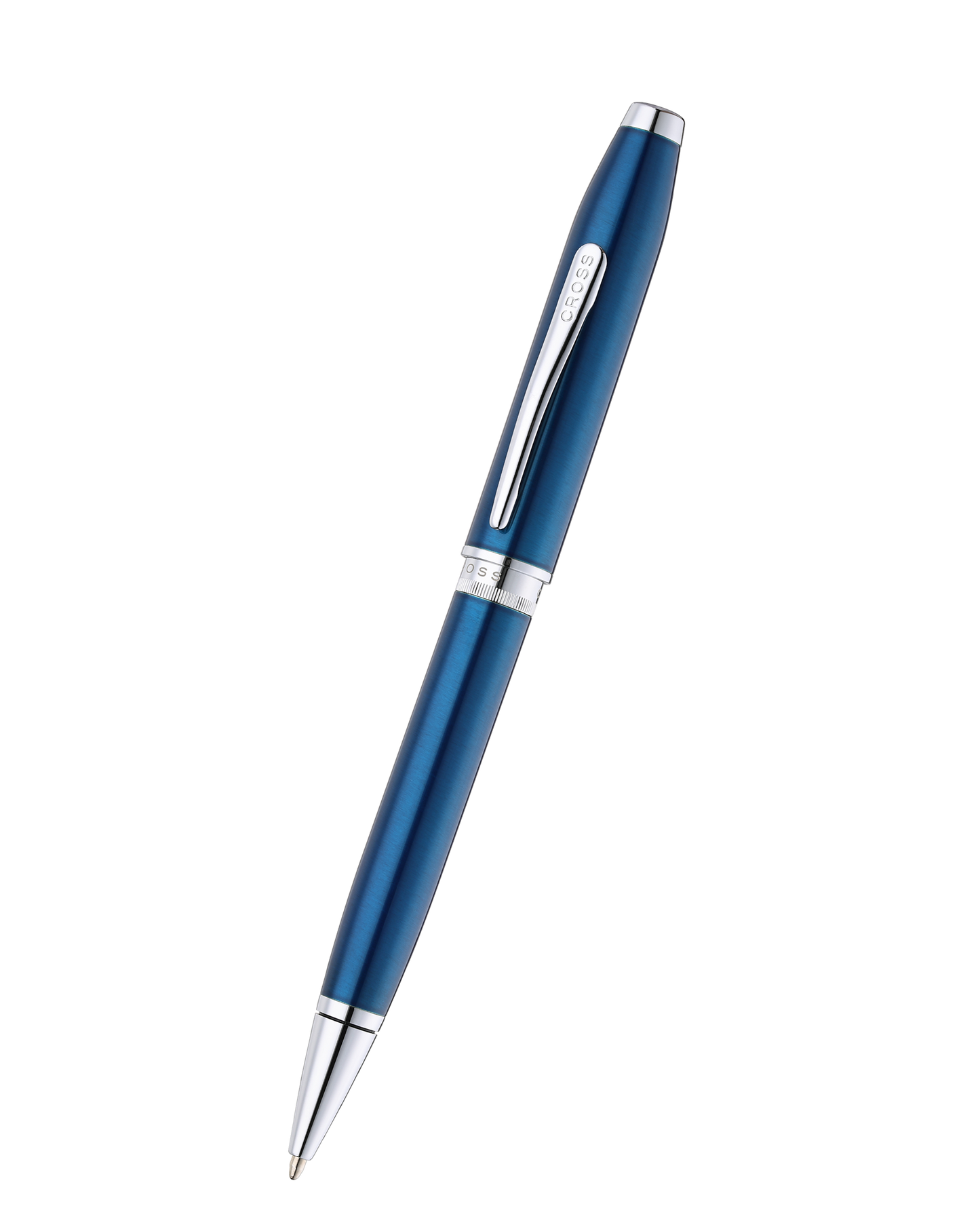 Foundry Glossy Translucent Blue Lacquer with Polished Chrome Appointments Ballpoint Pen