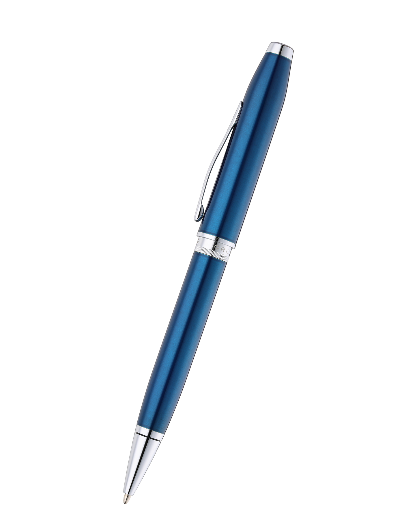Foundry Glossy Translucent Blue Lacquer with Polished Chrome Appointments Ballpoint Pen