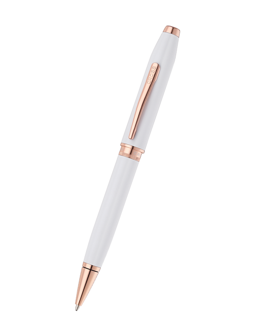 Foundry Pearl White Lacquer with Rose Gold Appointments Ballpoint Pen