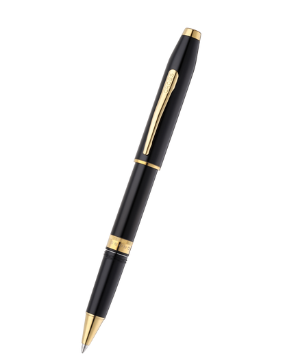 Foundry Glossy Black Lacquer with PVD Gold Appointments Rollerball Pen