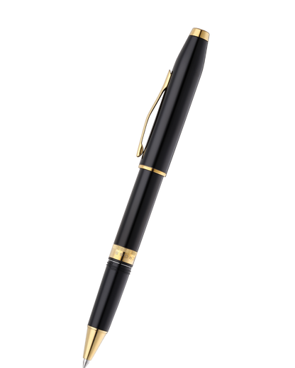 Foundry Glossy Black Lacquer with PVD Gold Appointments Rollerball Pen