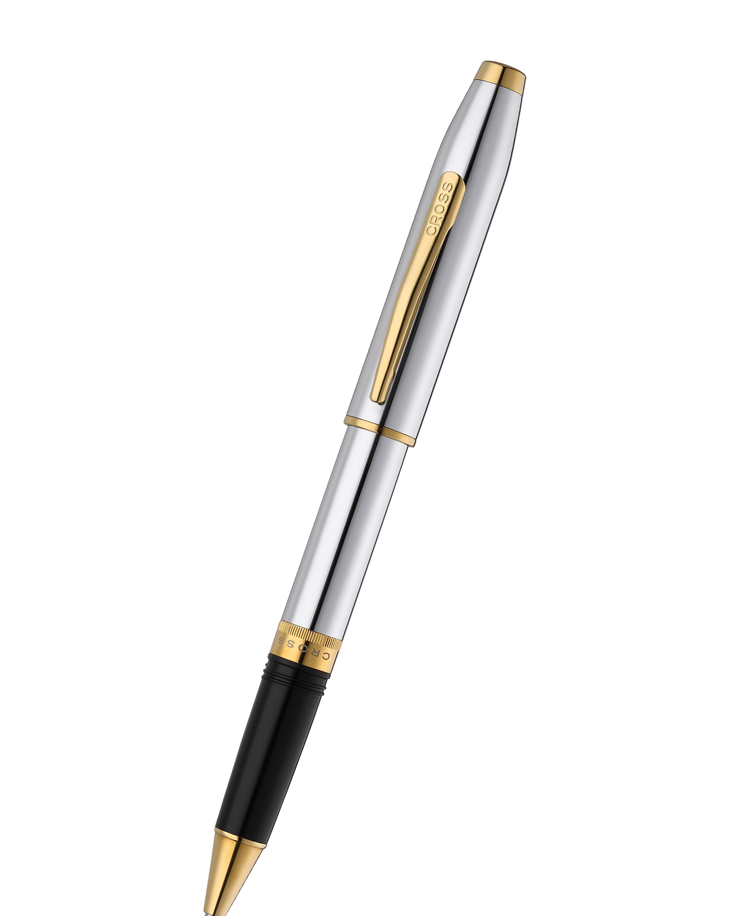 Foundry Polished Chrome with PVD Gold Appointments Rollerball Pen