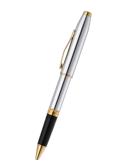 Foundry Polished Chrome with PVD Gold Appointments Rollerball Pen