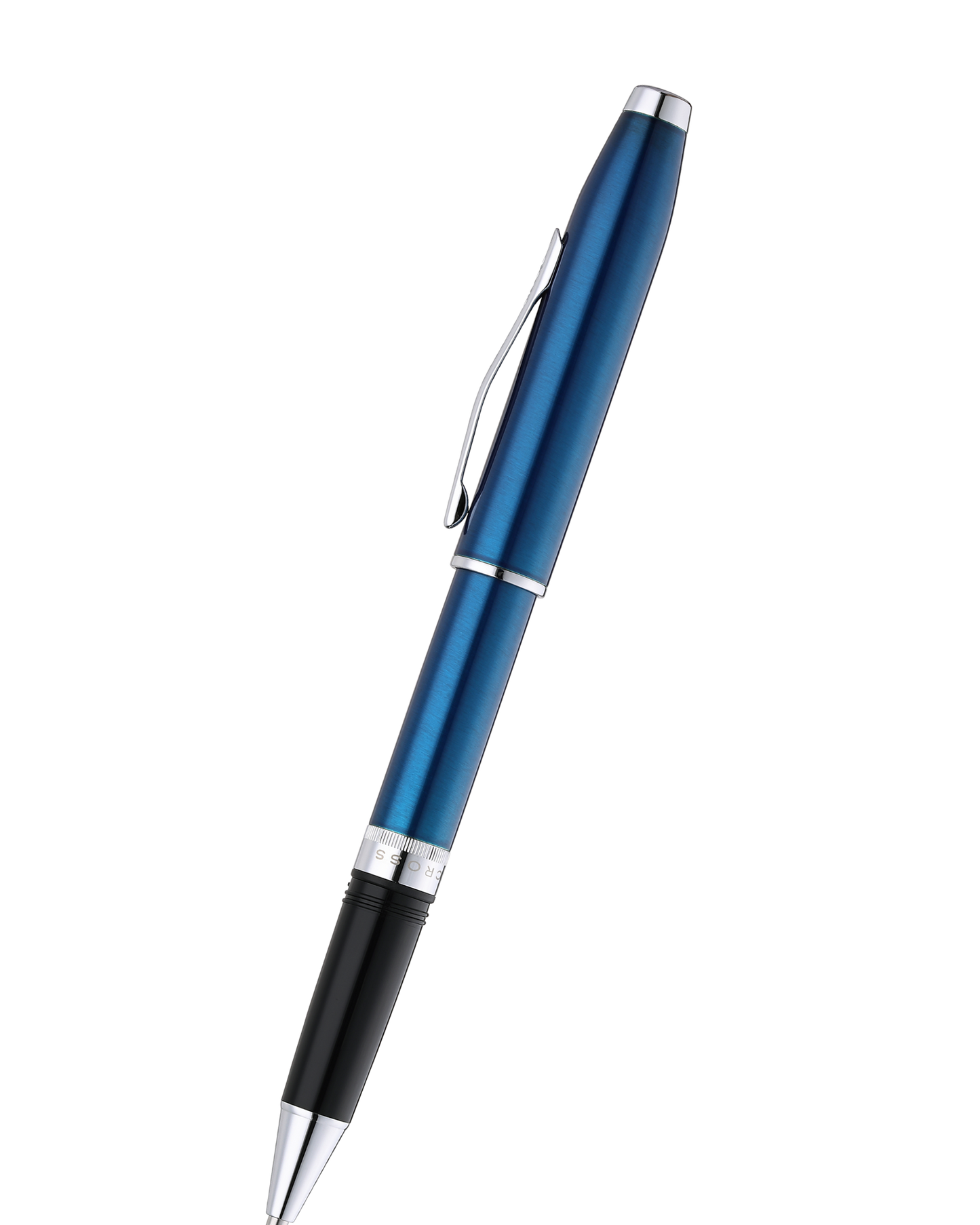 Foundry Glossy Translucent Blue Lacquer with Polished Chrome Appointments Rollerball Pen