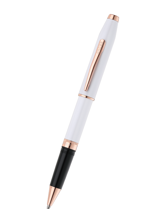 Foundry Pearl White Lacquer with Rose Gold Appointments Rollerball Pen