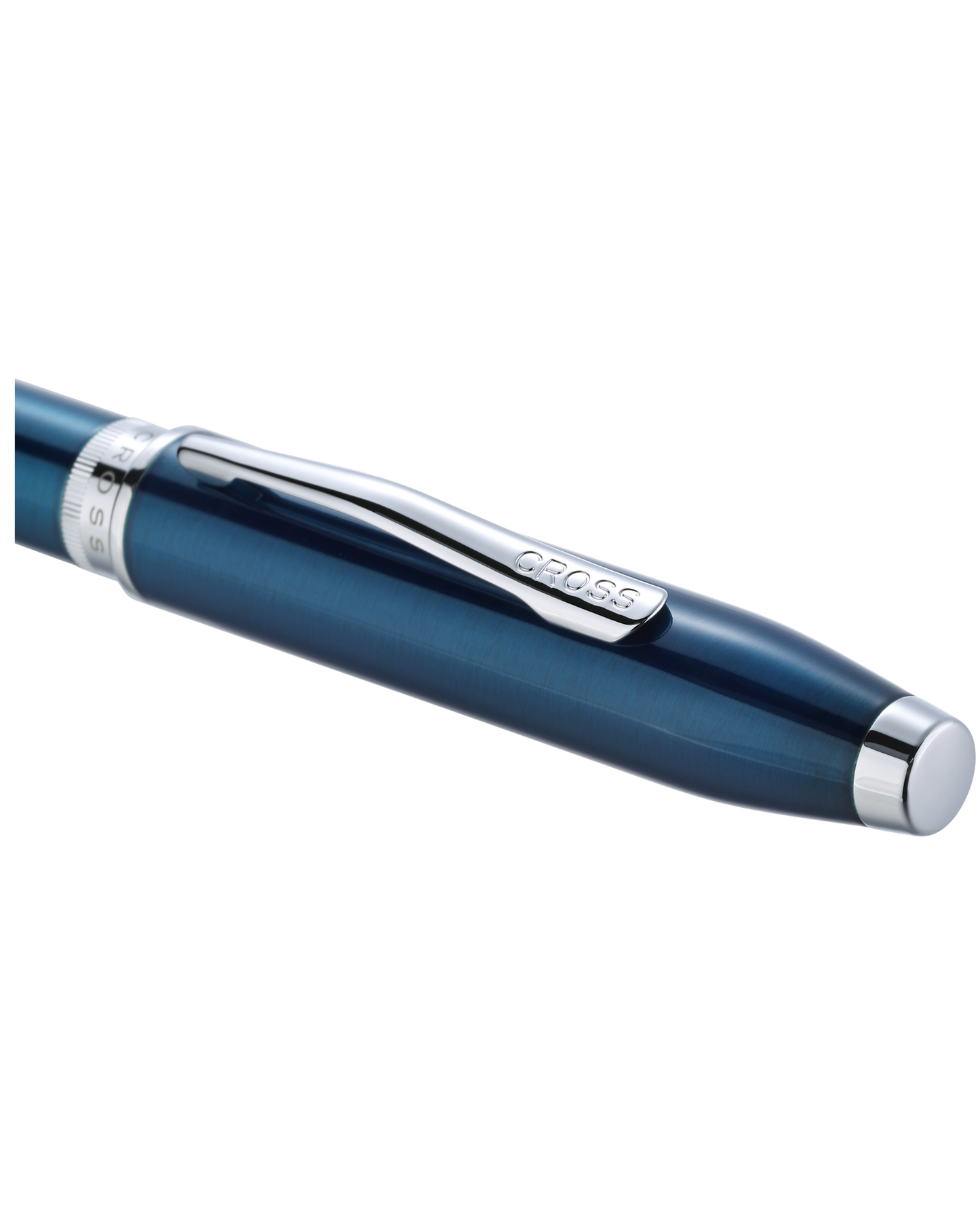Foundry Glossy Translucent Blue Lacquer with Polished Chrome Appointments Rollerball Pen