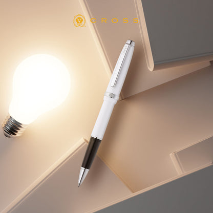 Lume Porcelain White with Polished Chrome Appointments Rollerball Pen
