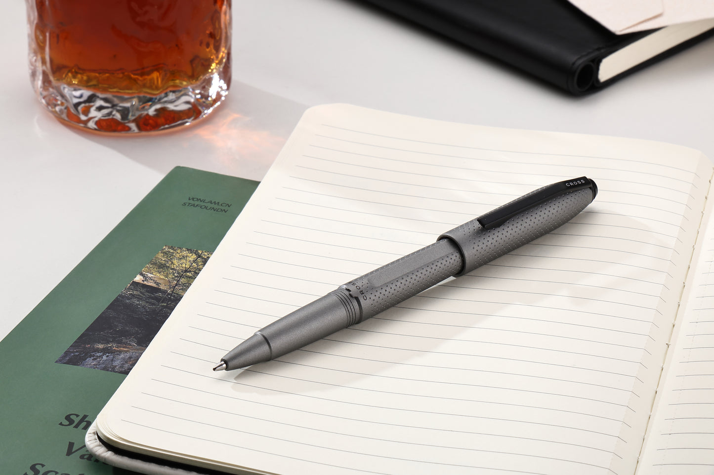 Prism Graphite Resin with Polished Chrome Rollerball Pen