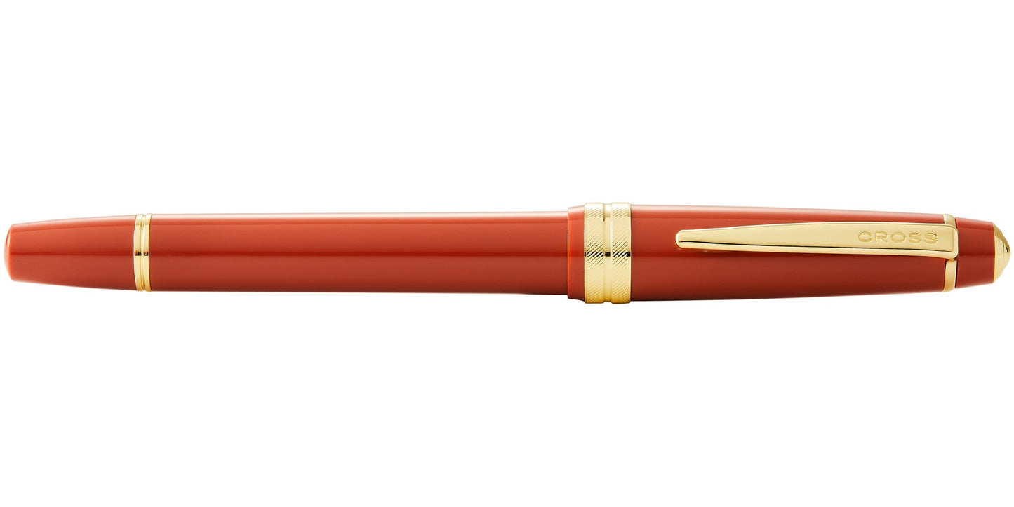 Bailey Light Polished Amber Resin and Gold Tone Rollerball Pen